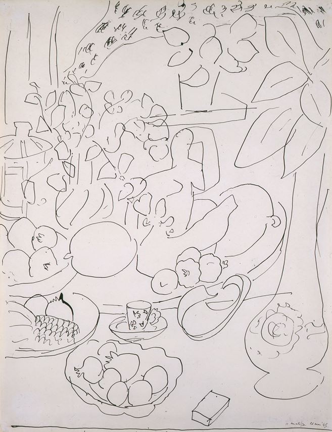 Henri Matisse - Nature morte aux grenades, ananas et tasse dans un intérieur | MasterArt